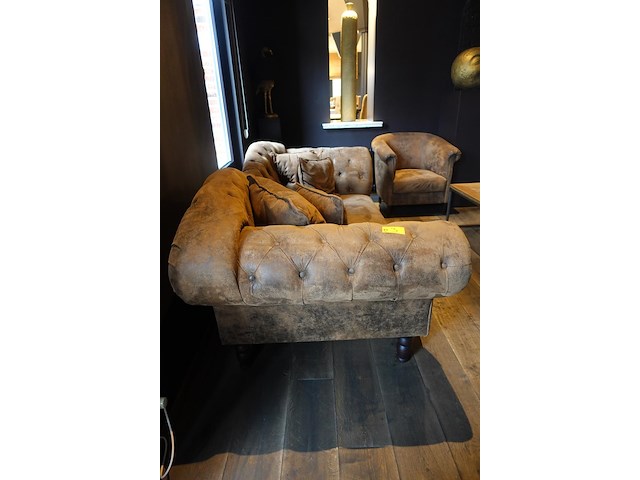 5x stoffen 3-zit chesterfield - afbeelding 2 van  4