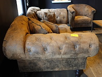 5x stoffen 3-zit chesterfield - afbeelding 2 van  4