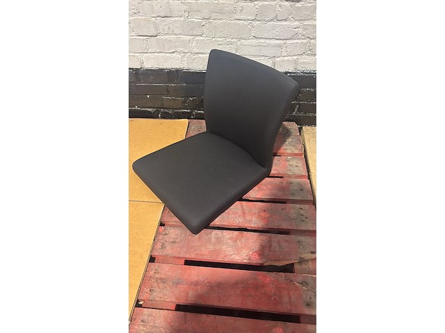 5x zitting barstoel zwart lederlook - afbeelding 1 van  1