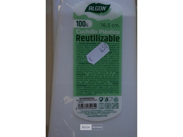 5x100st plastieken messen 16,5cm - afbeelding 2 van  2