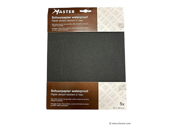 5xschuurpapier korrel 180 waterproof - afbeelding 1 van  1