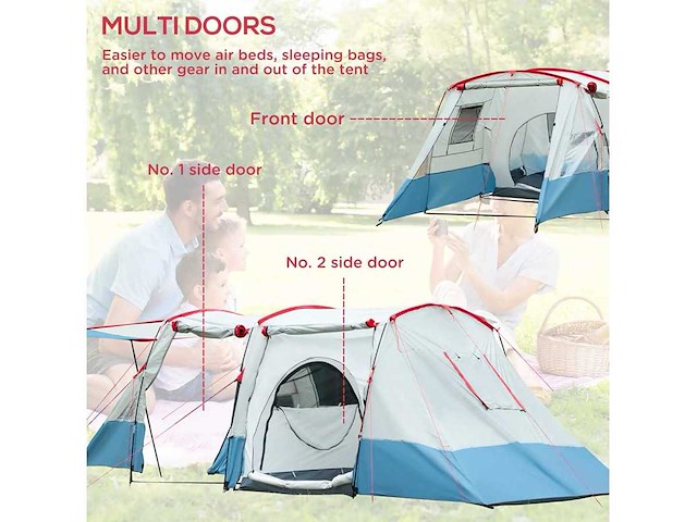 6-8 personen tunneltent, kampeertent met kamer - afbeelding 6 van  7