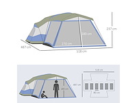 6-8 persoons kampeertent familie-tent met 2 ramen luifel - afbeelding 4 van  5