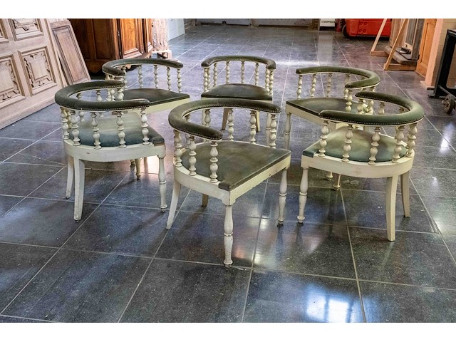 6 antieke engelse kapiteinstoelen - afbeelding 1 van  4