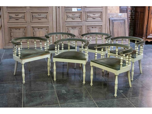 6 antieke engelse kapiteinstoelen - afbeelding 4 van  4