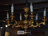 6-armige kroonluchter uit hout goud geschilderd - afbeelding 1 van  4