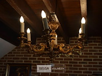 6-armige kroonluchter uit hout goud geschilderd - afbeelding 2 van  4