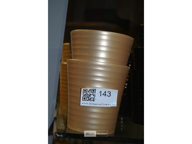 6 bloempotjes goudkleurig motief - afbeelding 1 van  2