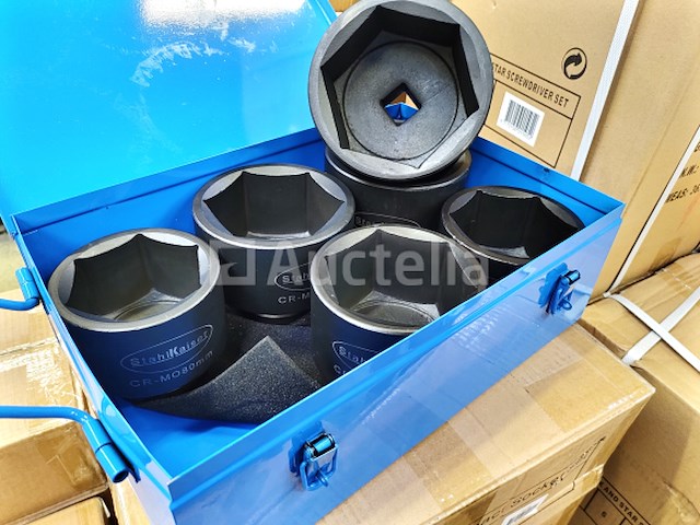 6 dlg zware krachtdoppenset 1" 80-105mm - afbeelding 1 van  2