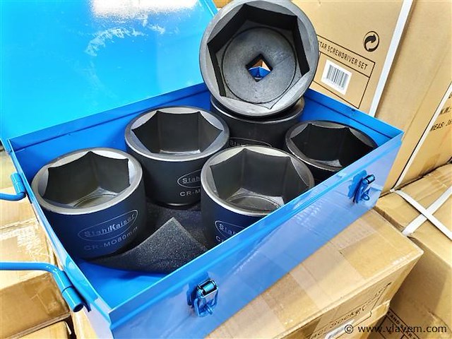 6 dlg zware krachtdoppenset 1" 80-105mm - afbeelding 1 van  3