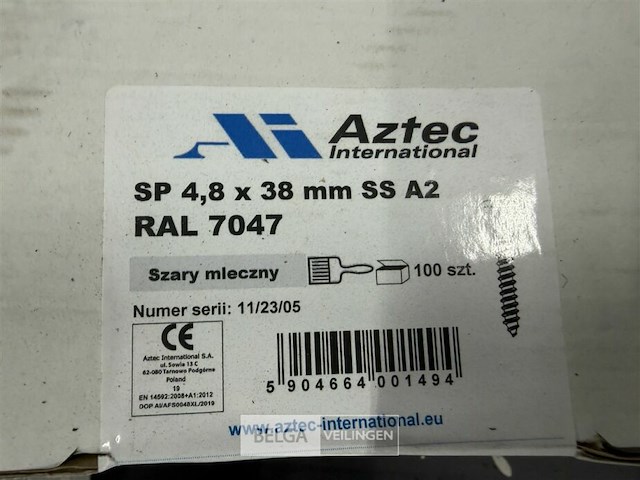 ± 6 dozen schroeven aztec rvs - afbeelding 2 van  2