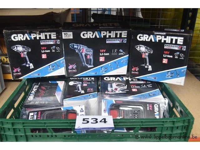 6 elektrische handgereedschappen graphite en 2 batterijen, werking niet gekend - afbeelding 3 van  4