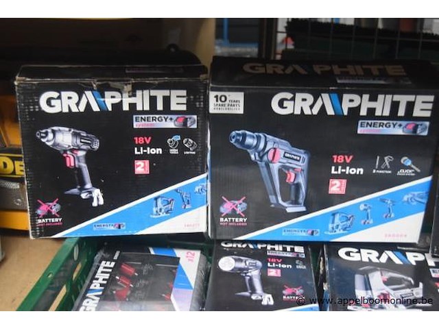 6 elektrische handgereedschappen graphite en 2 batterijen, werking niet gekend - afbeelding 2 van  4
