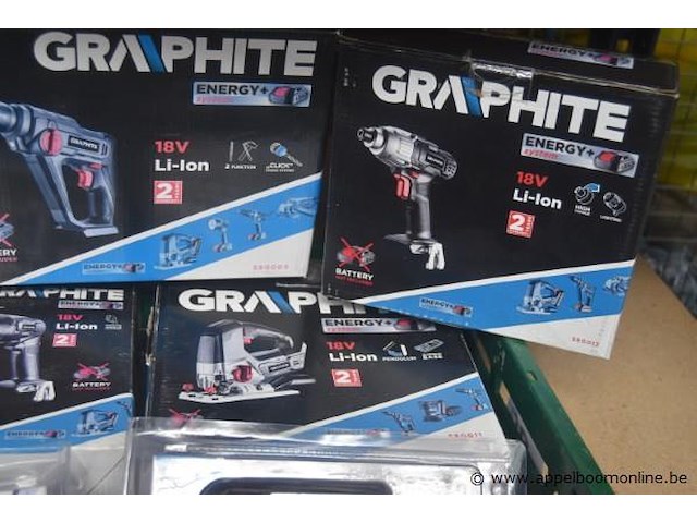 6 elektrische handgereedschappen graphite en 2 batterijen, werking niet gekend - afbeelding 4 van  4