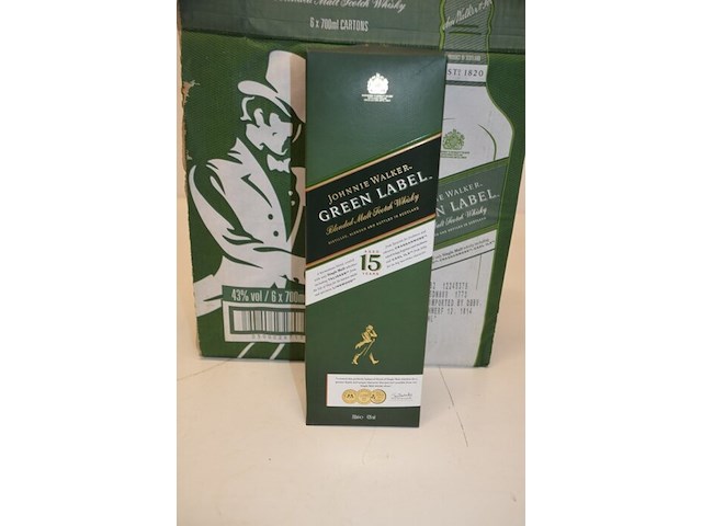 6 flessen johnnie walker green label 15 years scotch whisky 70cl - afbeelding 1 van  5