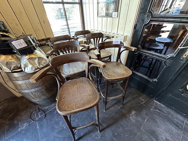 6 houten hoge stoelen met leuning - afbeelding 1 van  3