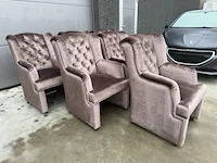 6 mobiele luxe fluwelen eetkamerfauteuil's