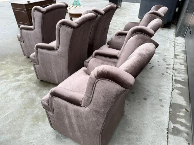 6 mobiele luxe fluwelen eetkamerfauteuil's - afbeelding 2 van  8
