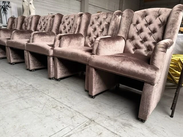 6 mobiele luxe fluwelen eetkamerfauteuil's - afbeelding 4 van  8