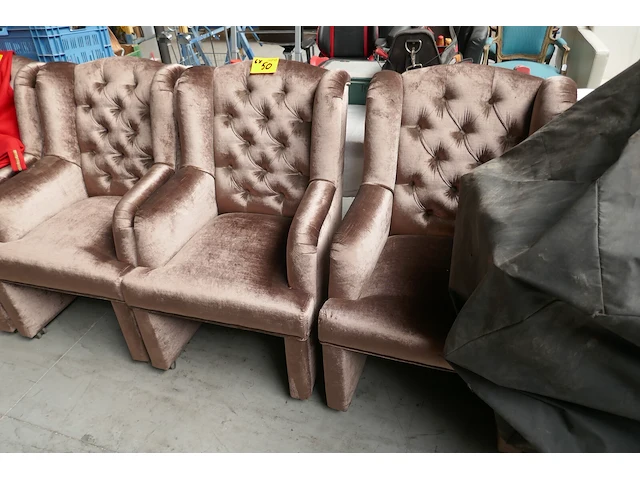 6 mobiele luxe fluwelen eetkamerfauteuil's - afbeelding 5 van  8