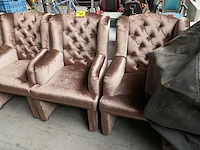 6 mobiele luxe fluwelen eetkamerfauteuil's - afbeelding 5 van  8