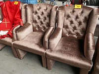 6 mobiele luxe fluwelen eetkamerfauteuil's - afbeelding 6 van  8