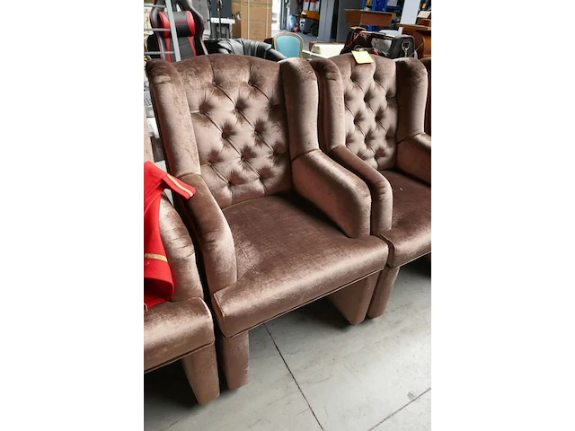 6 mobiele luxe fluwelen eetkamerfauteuil's - afbeelding 7 van  8