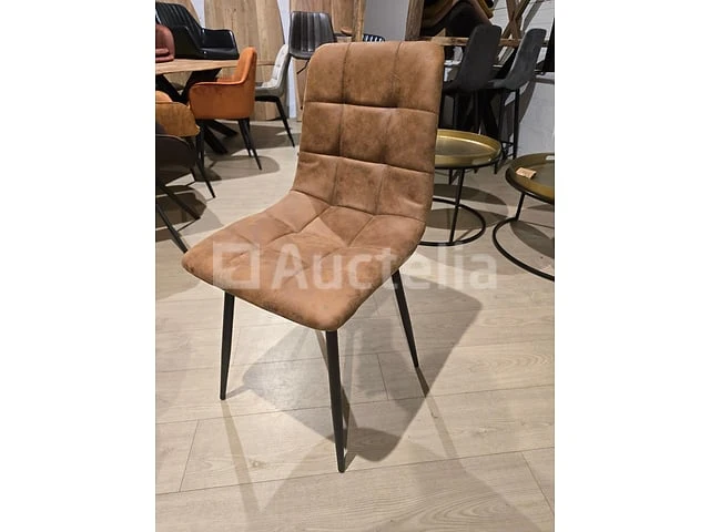 6 nieuwe cognac microvezelstoelen - afbeelding 1 van  1