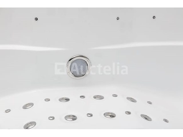 6 persoons outdoor spa 208x208 cm - wit bad / naturel houten kleur zijkant - afbeelding 3 van  24