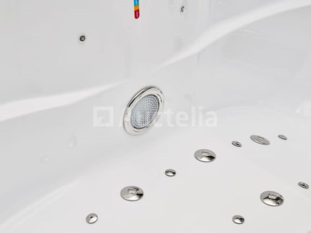 6 persoons outdoor spa 208x208 cm - wit bad / naturel houten kleur zijkant - afbeelding 24 van  24