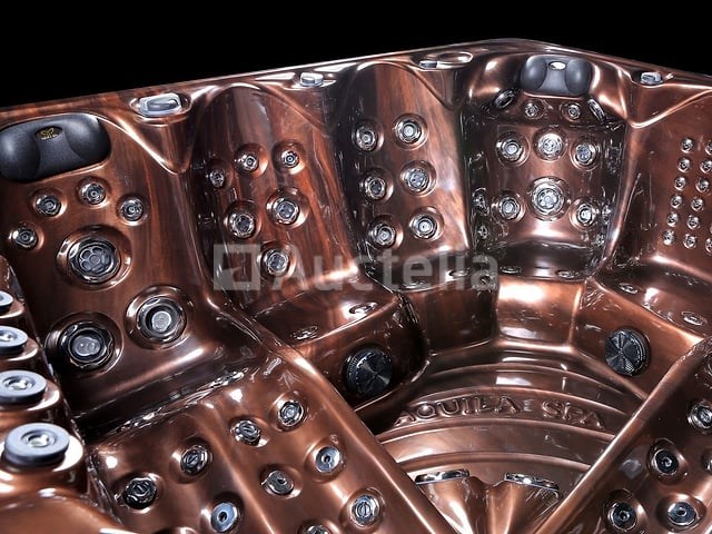 6 persoons outdoor spa met waterjets 230x230cm - bruin / zwarte zijkant incl. wifi - afbeelding 3 van  22