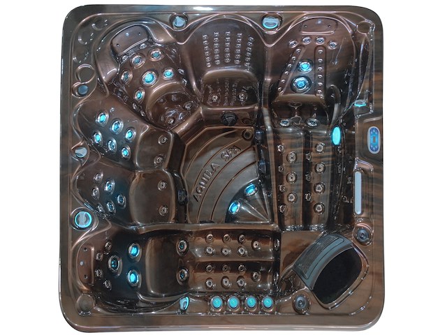 6 persoons outdoor spa met waterjets 230x230cm - bruin / zwarte zijkant incl. wifi - afbeelding 4 van  22