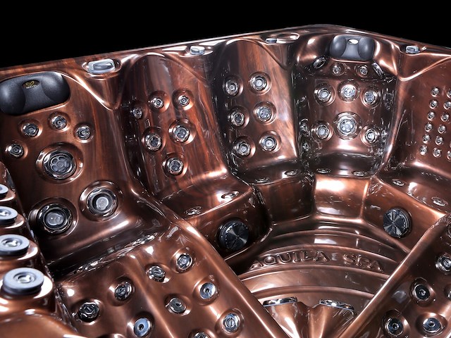 6 persoons outdoor spa met waterjets 230x230cm - bruin / zwarte zijkant incl. wifi - afbeelding 8 van  22