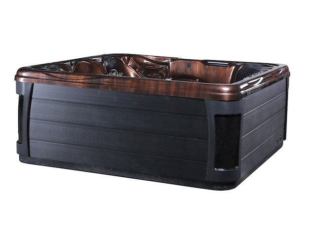 6 persoons outdoor spa met waterjets 230x230cm - bruin / zwarte zijkant incl. wifi - afbeelding 1 van  15