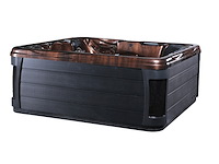 6 persoons outdoor spa met waterjets 230x230cm - bruin / zwarte zijkant incl. wifi - afbeelding 1 van  15