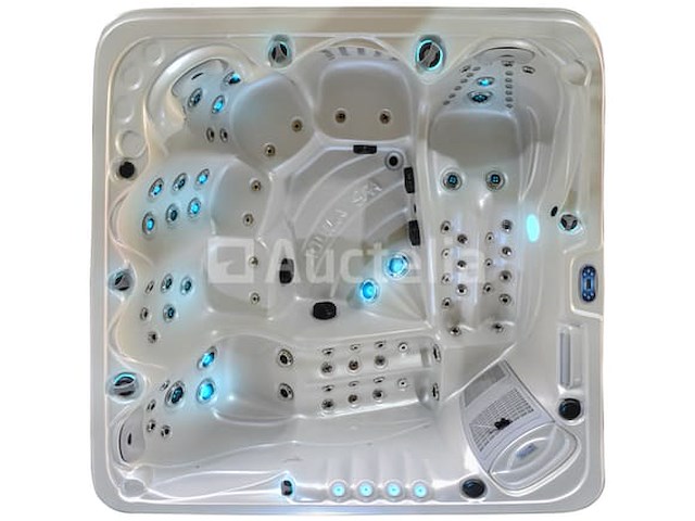 6 persoons outdoor spa met waterjets 230x230cm - wit / zwarte zijkant incl. wifi - afbeelding 6 van  17