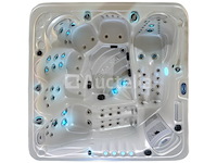 6 persoons outdoor spa met waterjets 230x230cm - wit / zwarte zijkant incl. wifi - afbeelding 6 van  17
