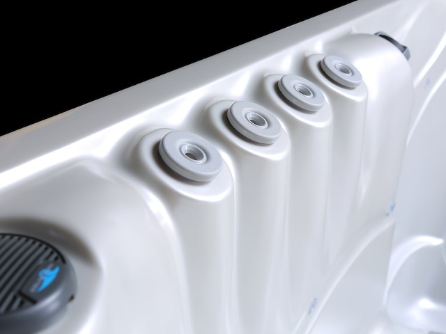 6 persoons outdoor spa met waterjets 230x230cm - wit / zwarte zijkant incl. wifi - afbeelding 3 van  17