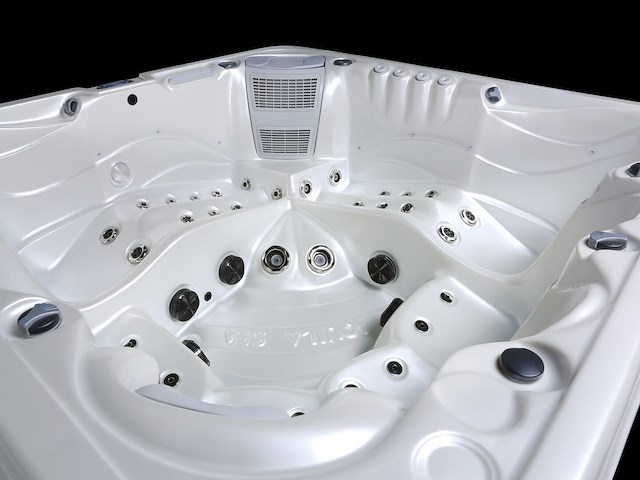 6 persoons outdoor spa met waterjets 230x230cm - wit / zwarte zijkant incl. wifi - afbeelding 12 van  17