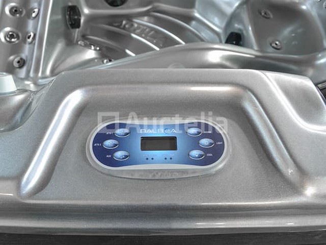 6 persoons outdoor spa met waterjets 230x230cm - zilver / zwarte zijkant incl. wifi - afbeelding 3 van  18