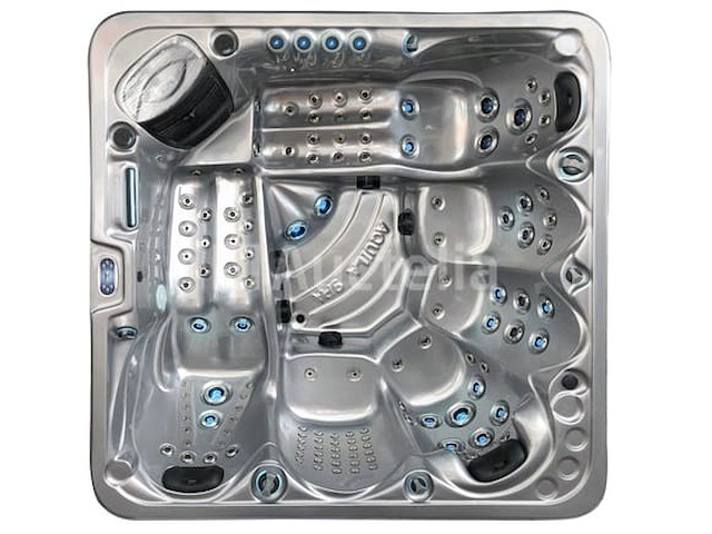 6 persoons outdoor spa met waterjets 230x230cm - zilver / zwarte zijkant incl. wifi - afbeelding 12 van  18