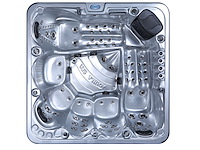 6 persoons outdoor spa met waterjets 230x230cm - zilver / zwarte zijkant incl. wifi - afbeelding 2 van  18