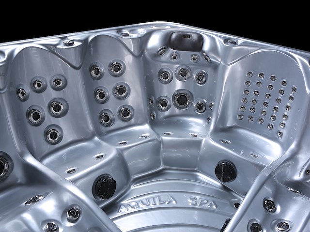 6 persoons outdoor spa met waterjets 230x230cm - zilver / zwarte zijkant incl. wifi - afbeelding 5 van  18