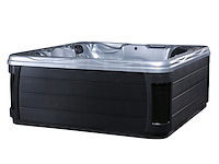 6 persoons outdoor spa met waterjets 230x230cm - zilver / zwarte zijkant incl. wifi - afbeelding 1 van  18