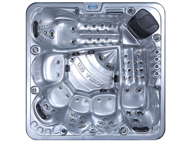 6 persoons outdoor spa met waterjets 230x230cm - zilver / zwarte zijkant incl. wifi - afbeelding 2 van  18