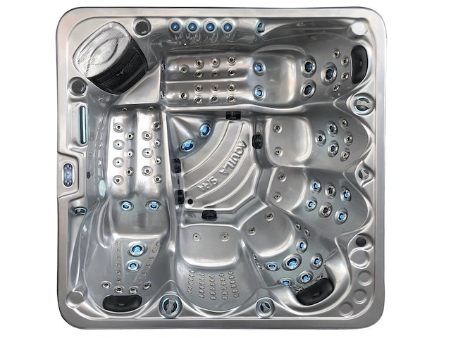 6 persoons outdoor spa met waterjets 230x230cm - zilver / zwarte zijkant incl. wifi - afbeelding 10 van  18
