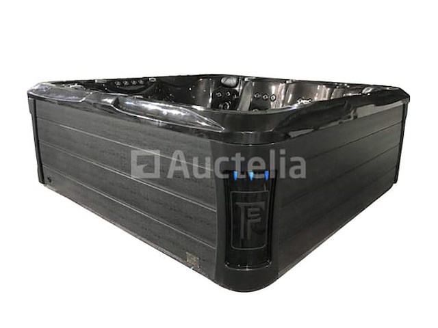 6 persoons outdoor spa met waterjets 255x233 cm - zwart / zwarte zijkant - afbeelding 4 van  17