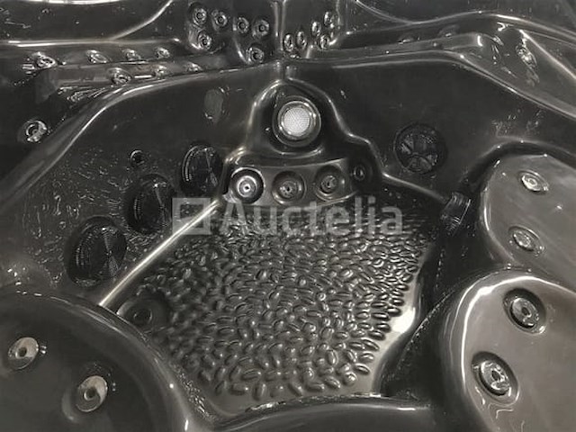 6 persoons outdoor spa met waterjets 255x233 cm - zwart / zwarte zijkant - afbeelding 5 van  17