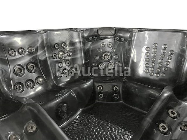 6 persoons outdoor spa met waterjets 255x233 cm - zwart / zwarte zijkant - afbeelding 8 van  17
