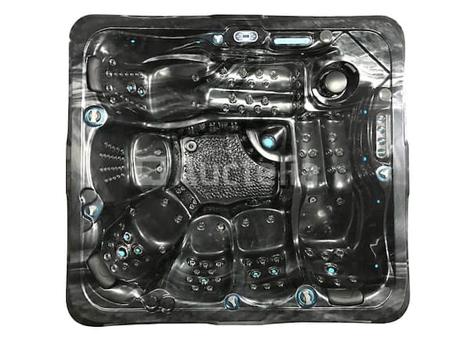 6 persoons outdoor spa met waterjets 255x233 cm - zwart / zwarte zijkant - afbeelding 1 van  17